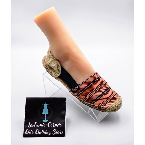 Coach Women's Coral/Blue Rayanne Sling Flat Espadrille Size 9B 336 - Picture 10 of 14